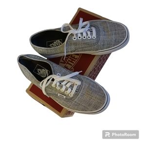 Vans Authentic 8.5 Women 7 Men's Ebony True White Cambray Lace-Up Sneakers